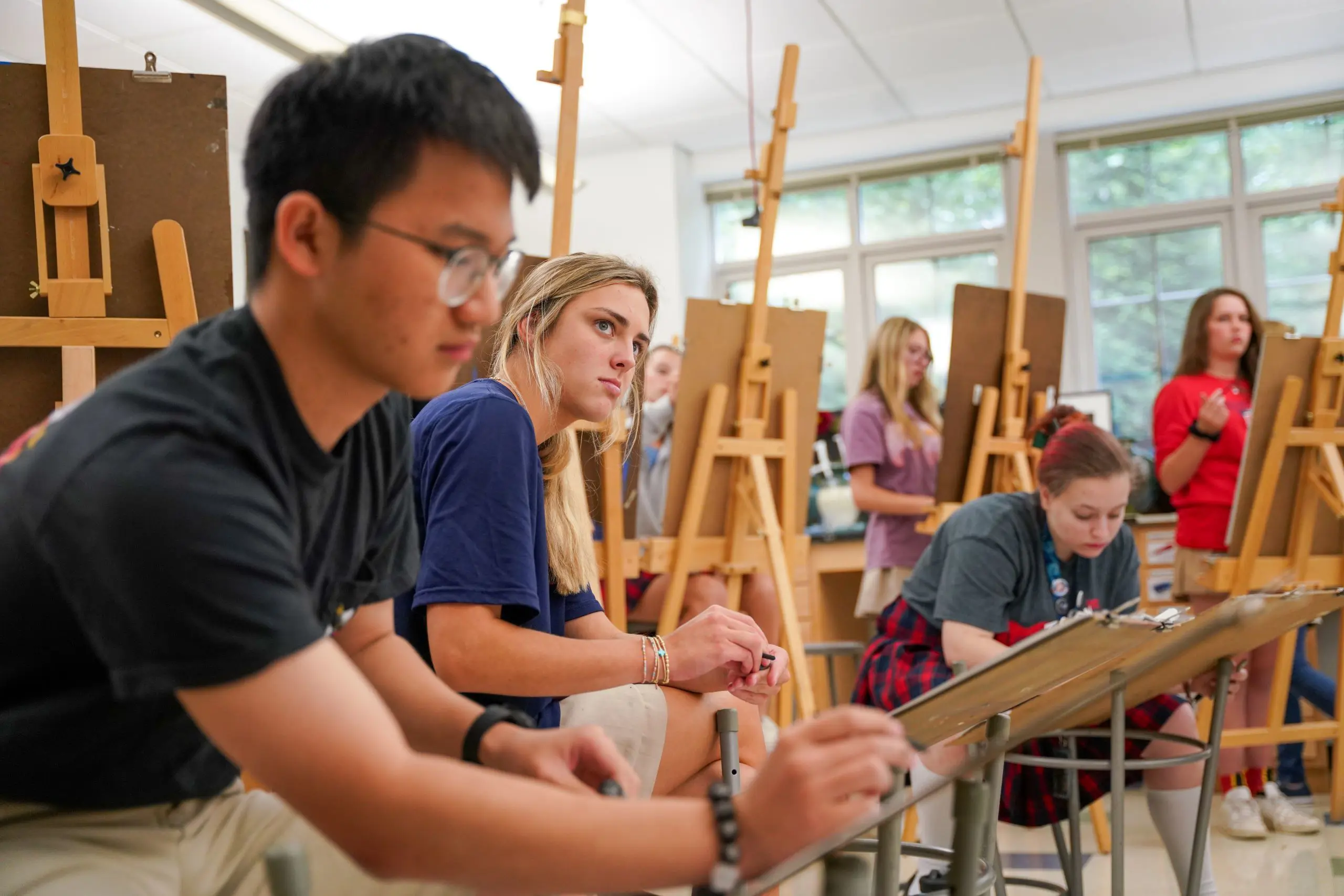 Students in a life drawing class