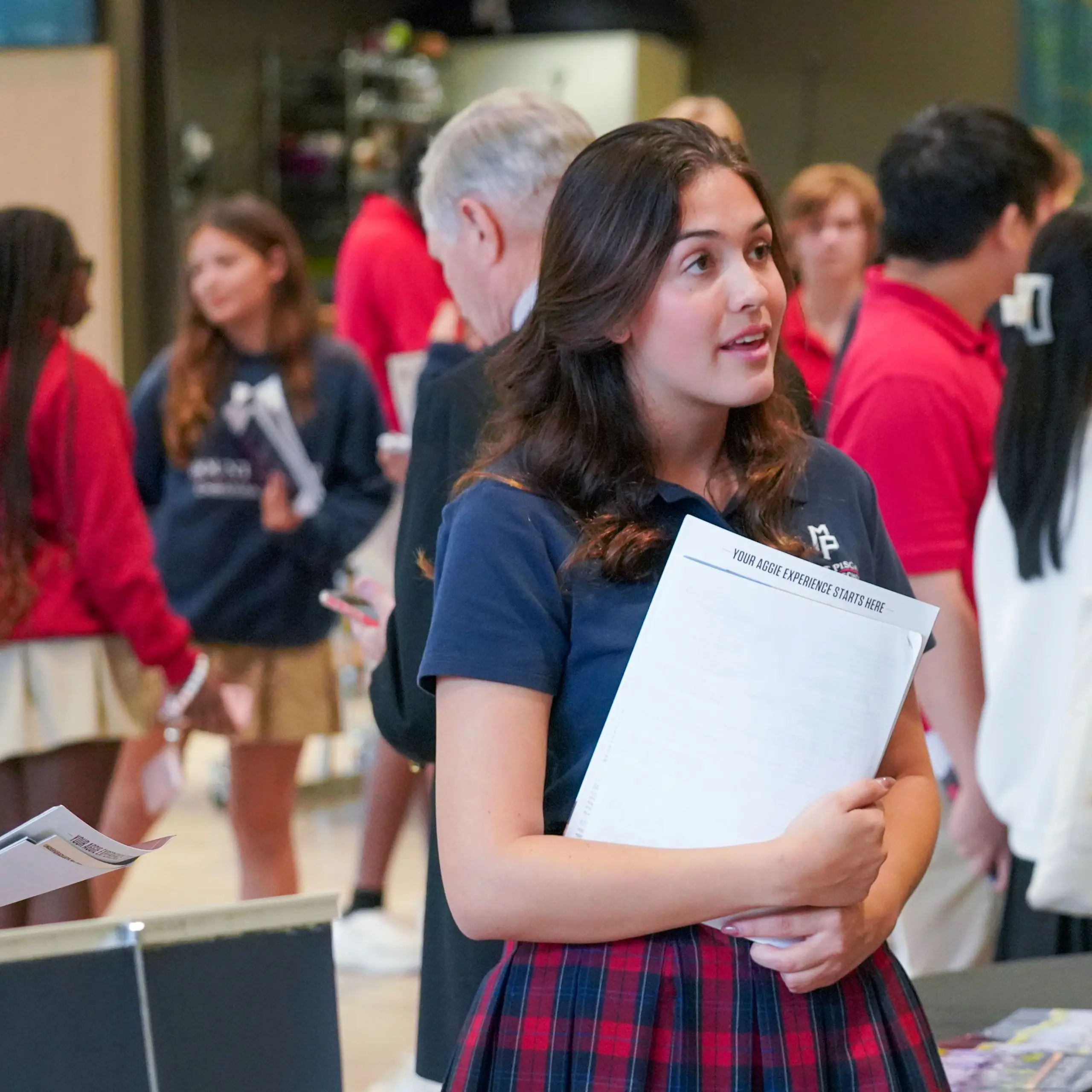 Student speaking at fair