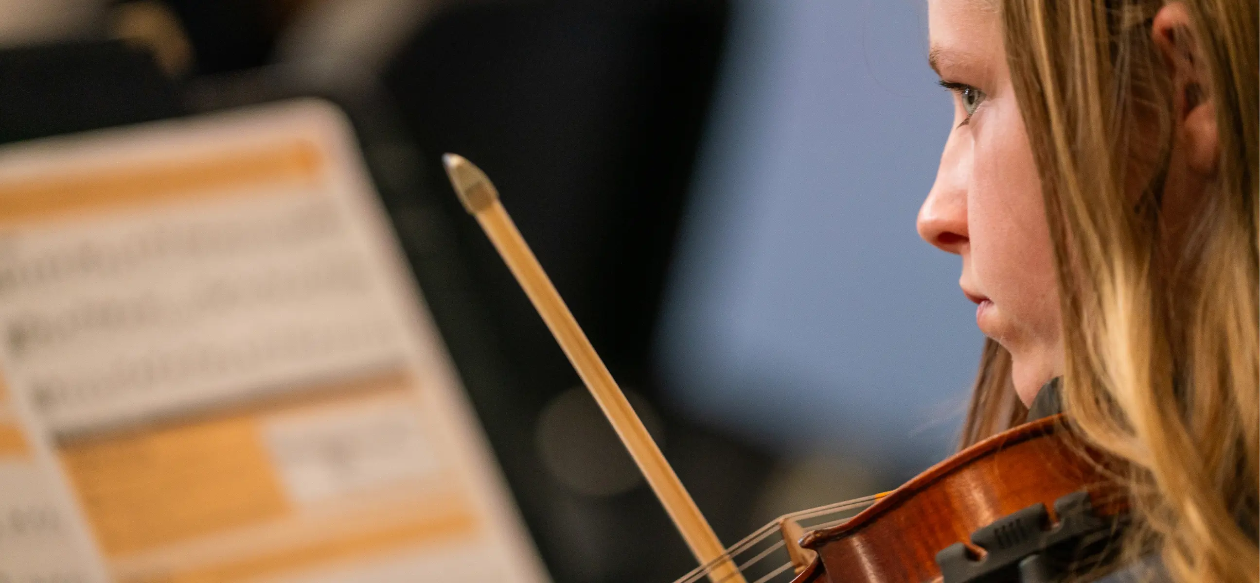 Student playing violin